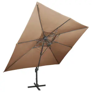 Berkfield Cantilever Umbrella with Double Top Taupe 400x300 cm