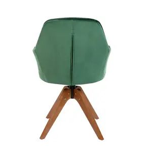 Upholstered Swivel Dining Chair Green Velvet