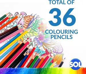 36 Colouring Pencils for Adults and Children - Coloured Pencils for Children, Pencil Crayons in 20 Assorted Colours