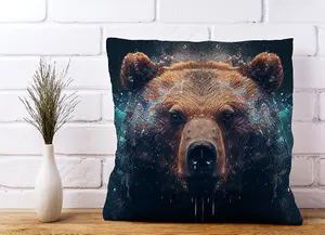 Brown Bear Face Splashart Cushions 45cm x 45cm