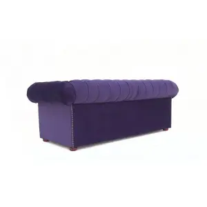 Chesterfield 3 Seater Malta Amethyst Purple Real Velvet Sofa In Classic Style