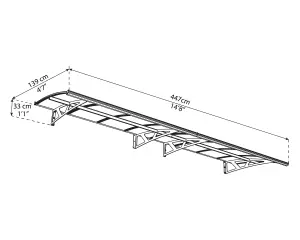 Palram - Canopia Amsterdam Door canopy, (H)330mm (W)4470mm (D)688mm