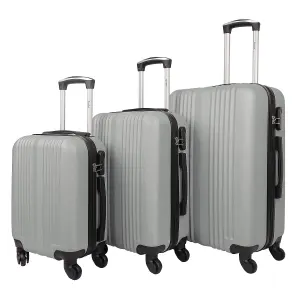 Silver Delta Stripe 3 Piece Luggage Set