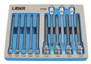 Laser Tools 7723 12pc Tamperproof Torx Bit Set Long Series 135mm