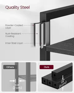 VASAGLE Bookshelf, 4-Tier Shelving Unit, Storage Rack for Home Office, Study, Living Room, Bedroom, Ebony Black and Ink Black