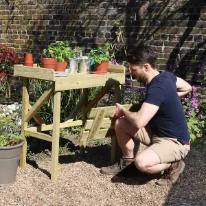 Zest Wooden Potting Bench Garden Work Table Multi Purpose Table