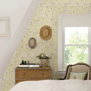 Fine Decor FD25834 Emery Wallpaper, Yellow/Grey