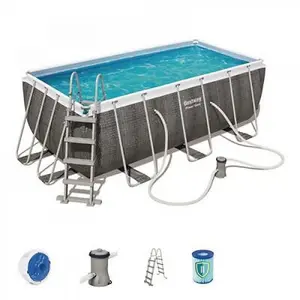 Bestway 13'6ft x 6' 7ft x 48in Power Steel Rattan Pool Set