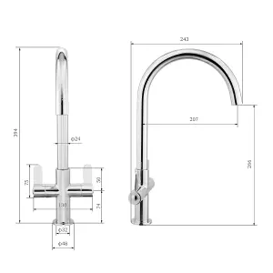 BATHWEST Kitchen Mixer Tap Dual Lever Swivel Spout Brass Chromed Kitchen Sink Tap