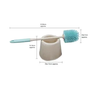 JVL Antibac Toilet Brush and White Plastic Bin - White