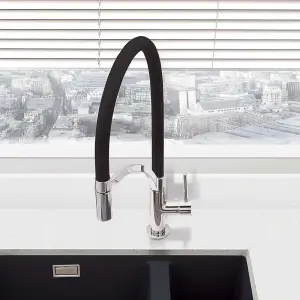 Cookology GIGLIO Pull Out Kitchen Tap with Single Side Lever - Brushed Black