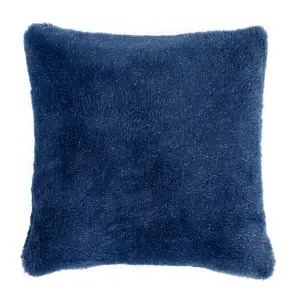 Catherine Lansfield Cosy Glamour Fur 45x45 cm Cushion Navy Blue