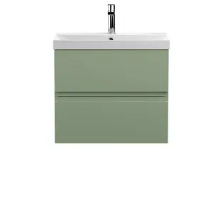 Urban 610mm Wall Hung Single Vanity Unit Satin Green