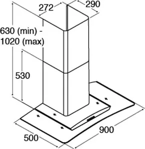 CDA ECP92SS 90cm Curved Glass Chimney Cooker Hood - Stainless Steel