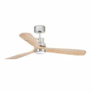 Luminosa Lantau Led Matt Nickel, Pine Ceiling Fan With DC Motor