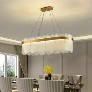 Oval Crystal Chandelier Lighting Ceiling Light Led Modern Gold 80 cm