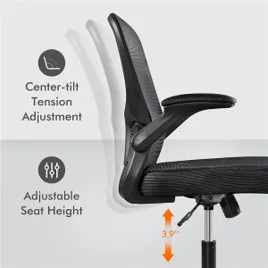 Yaheetech Black Swivel Mesh Office Chair with Armrests