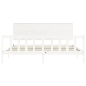 Berkfield Bed Frame with Headboard White Super King Size Solid Wood