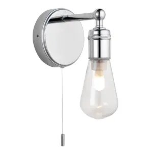 GoodHome Audun Chrome effect Bathroom Wired Wall light