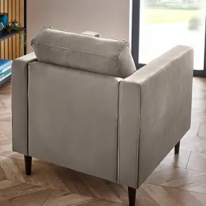 Furniturebox UK Jolene Mink Light Grey Velvet Armchair