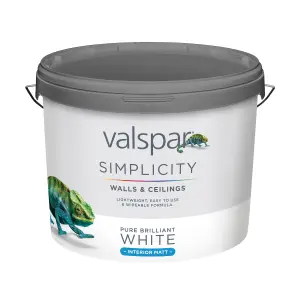 Valspar Simplicity Walls & Ceilings Pure Brilliant White Matt Emulsion paint, 10L