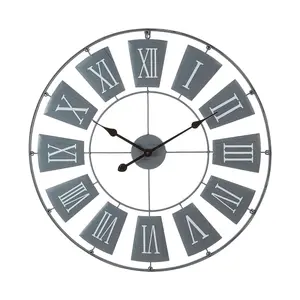 Interiors by Premier Grey Metal Large Wall Clock