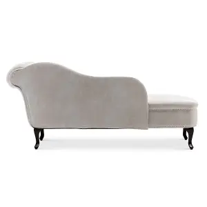 Left Hand Chaise Lounge in Faux Leather Suede Cream