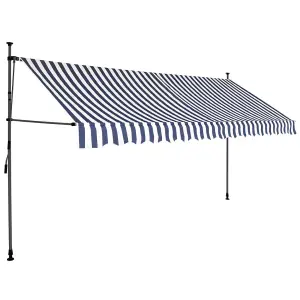 Berkfield Manual Retractable Awning with LED 350 cm Blue and White