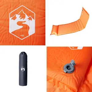 Self Inflating Camping Mattress with Pillow 1-Person Orange