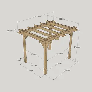 Double Premium Pergola - Wood - L180 x W240 x H270 cm - Light Green