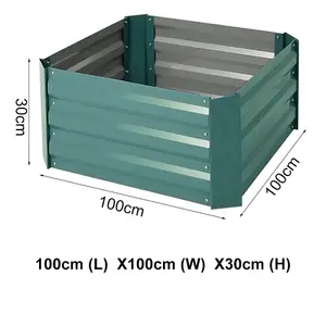 Square Raised Garden Bed Outdoor Planter Plant Box 100 cm W x 100 cm D x 30 cm H