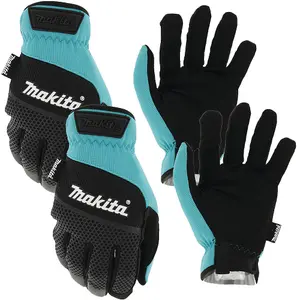 Makita P-84676 Open Cuff Working Gloves XL x2 Pair Kit - ANSI EN388 Rated