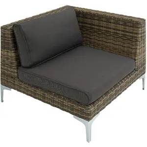 Rattan Garden Furniture Villanova - corner chairs and armchair, thick seat cushions - Mottled Anthracite