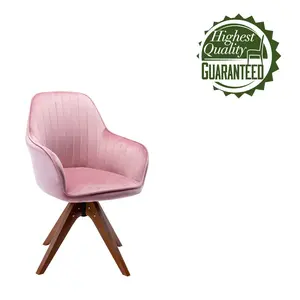 Upholstered Swivel Dining Chair Pink Velvet