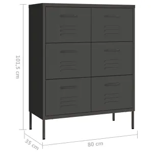 Berkfield Drawer Cabinet Anthracite 80x35x101.5 cm Steel