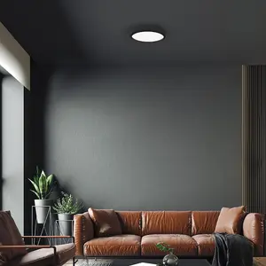 Milagro Gea Black LED Ceiling Lamp A Stylish Contemporary 39CM 36W Light With Remote Control And Low Energy Light Source