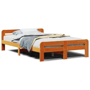 Berkfield Bed Frame without Mattress Wax Brown 120x190 cm Small Double Solid Wood Pine