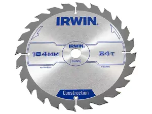 IRWIN Construction Circular Saw Blade 184 x 16mm x 24T ATB