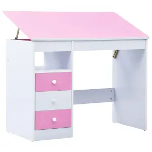 Berkfield Children Drawing Study Desk Tiltable Pink and White