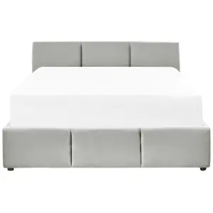 Velvet EU Double Size Ottoman Bed Light Grey BOUSSE