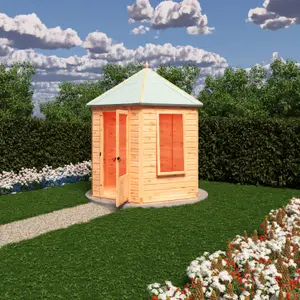 Welton Hexagonal 8x7ft summerhouse with 2 opening windows