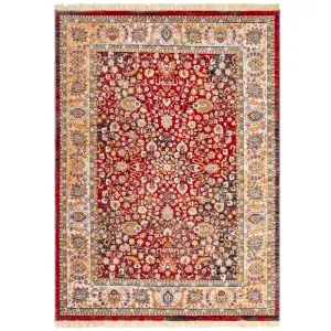 Charming Red Boho Floral Rug for Kansas Homes