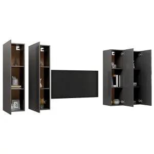 Berkfield TV Cabinets 4 pcs Grey 30.5x30x110 cm Engineered Wood