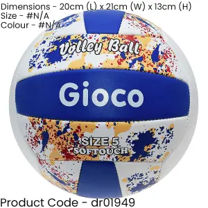 Size 5 Soft Touch Volleyball - League Official Weight - Outdoor BLUE Match Ball