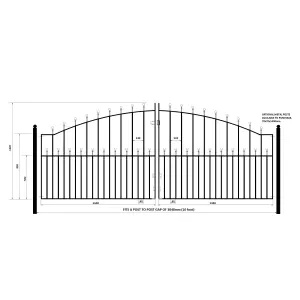 MANA Ball Top Arched Metal Driveway Gate 3048mm GAP x 1220mm High MAZP19