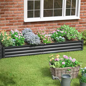 Rectangular Metal Raised Garden Bed Outdoor Seed Bed