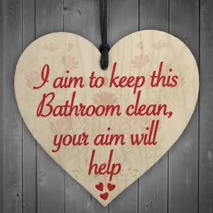 Red Ocean Bathroom Aim Clean Friendship Funny Toilet Soap Hanging Plaque Home Gift Present Sign