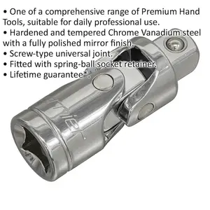 3/8 Inch Square Drive Universal Joint Adapter - Double Pin Forged Tool for Angled Access