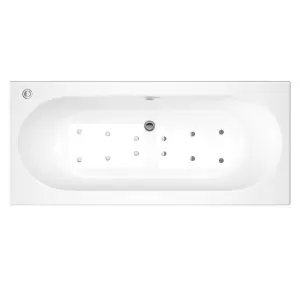 Cooke & Lewis Sovana White Rectangular Straight Bath & air spa set with 12 jets (L)1700mm