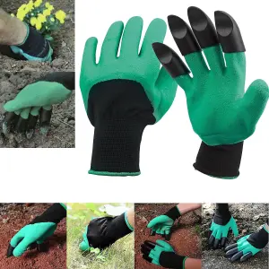 Garden Digging Gloves with 4 Durable ABS Claws Waterproof, Cut-Resistant, Breathable All-Around Hand Protection